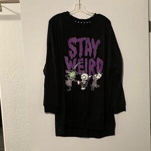 Disney Nightmare Before Christmas 'Stay Weird' Super Soft Sweater Pajama Top
